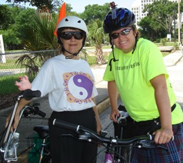 Cyclists Katherine Vaccaro and Keri Caffrey